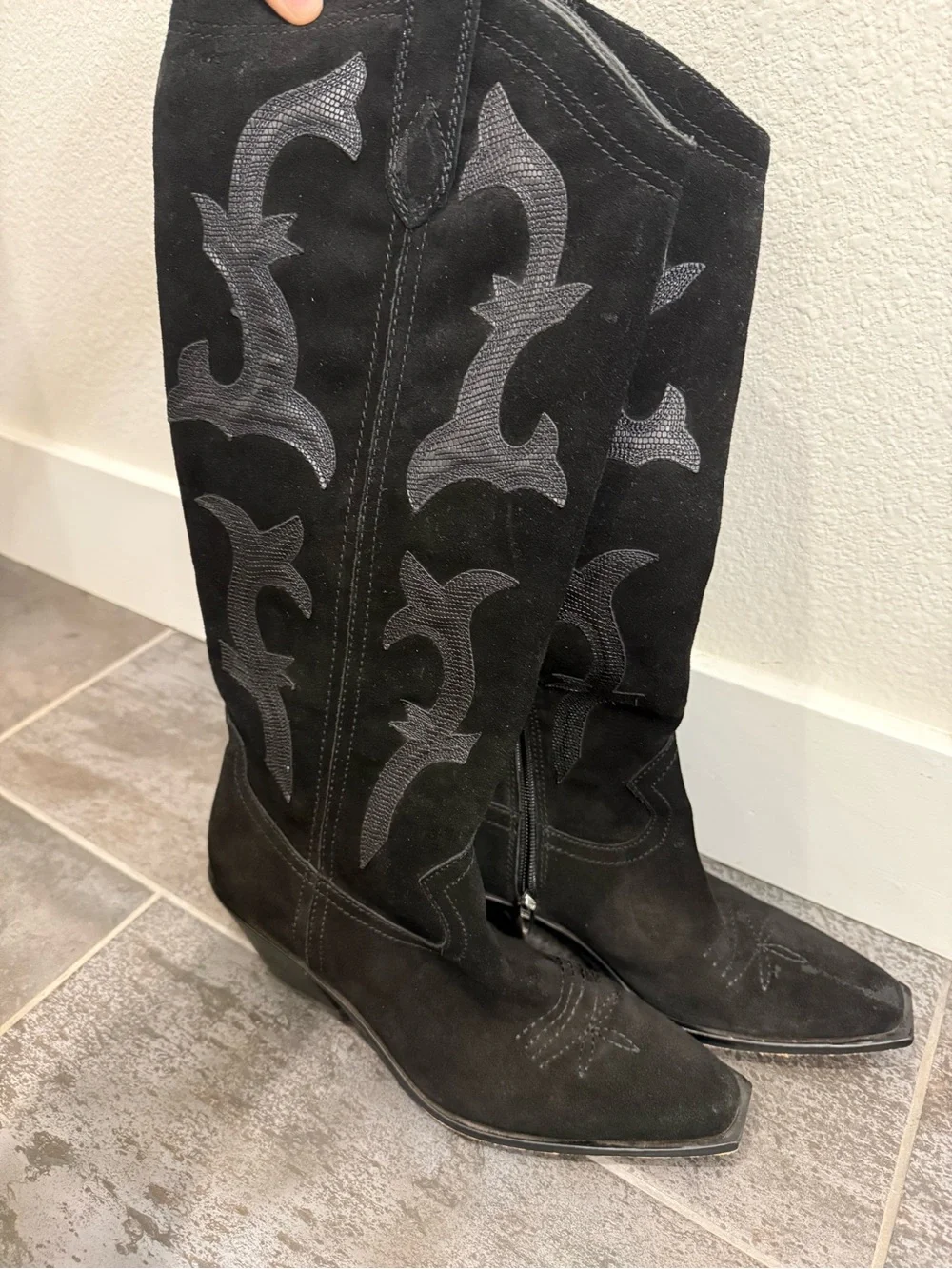 Dolce Vita Black Suede Over-the-Knee Western Boots